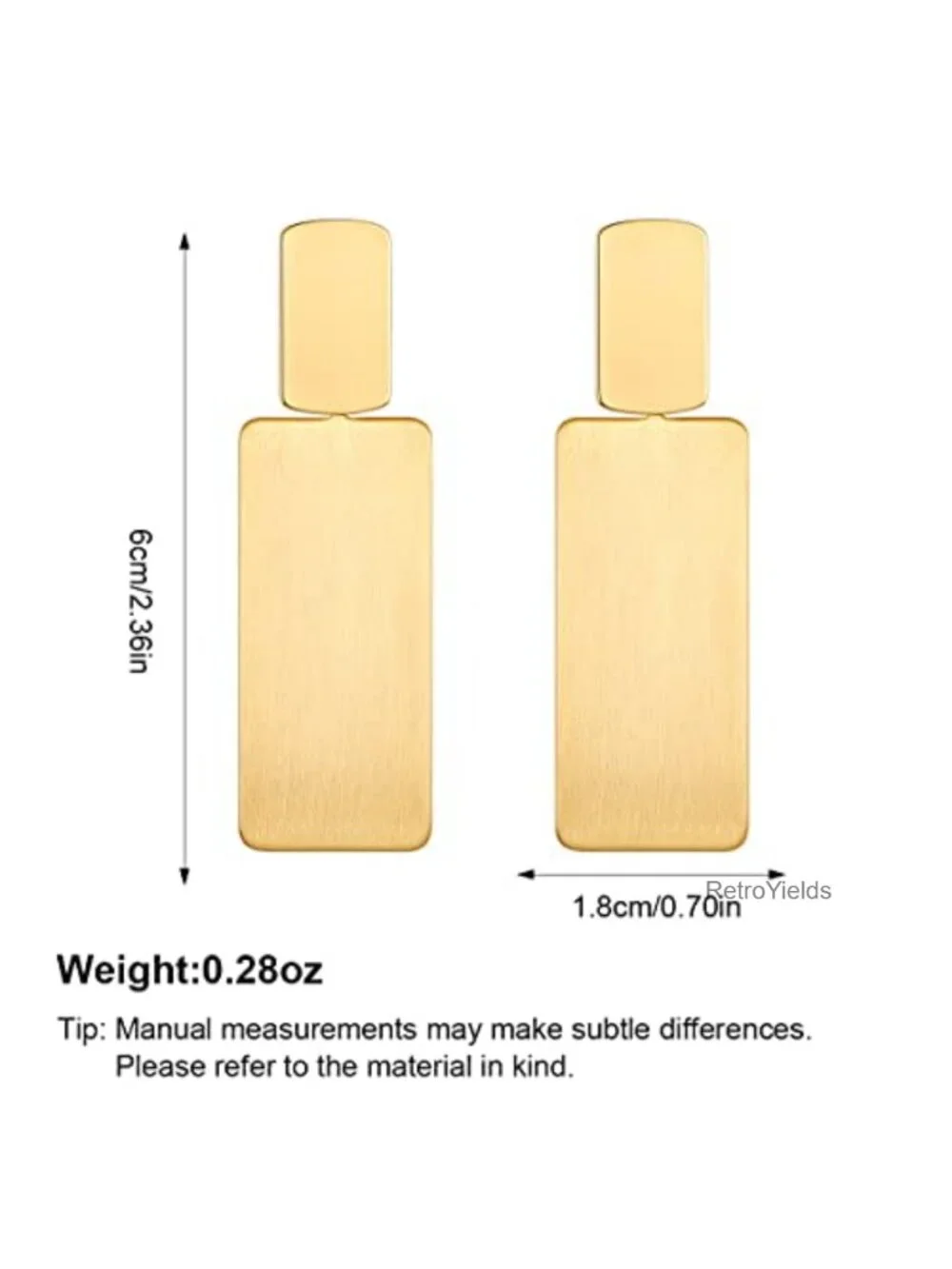 Long Geometric Rectangle Drop Earrings - Hypoallergenic Brass, Matte Brushed